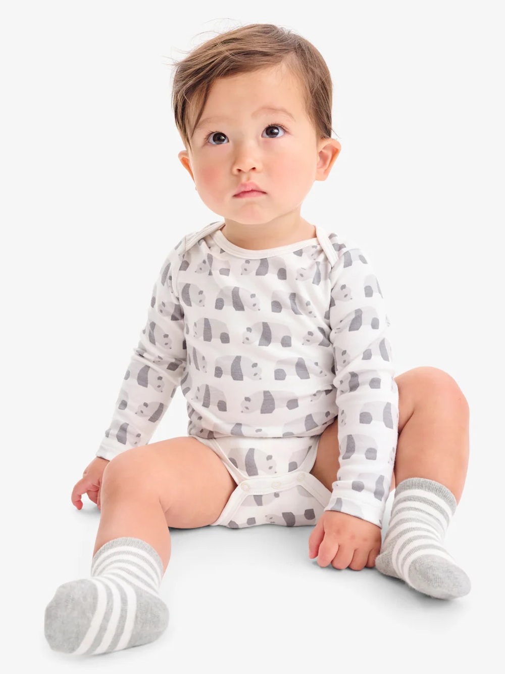 Primary Baby Bodysuit Set 3-6 months, cute animal patterns, gray and blue